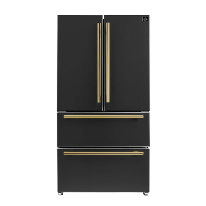 Forno Moena Espresso 36" French Door Refrigerator in Black, 19.2 cu. ft FORNO
