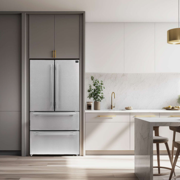 Forno Moena 36" French Door 19.2 cu. ft Stainless Steel Refrigerator with Factory Installed Ice-maker FORNO