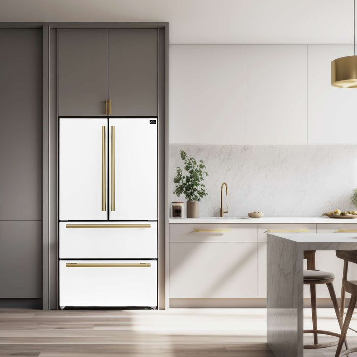 Forno Moena Espresso 36" French Door Refrigerator in White, 19.2 cu. ft FORNO