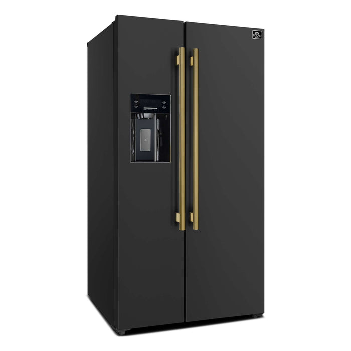 Forno Salerno Espresso 36" Side-by-Side Black Refrigerator 20 cu. ft FORNO
