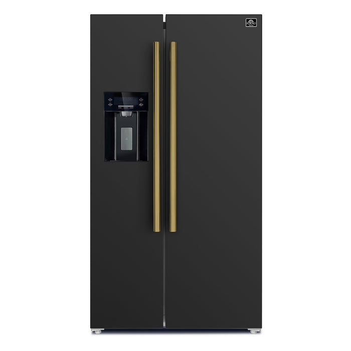 Forno Salerno Espresso 36" Side-by-Side Black Refrigerator 20 cu. ft FORNO