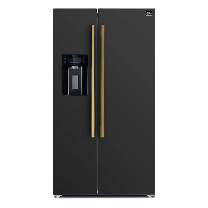 Forno Salerno Espresso 36" Side-by-Side Black Refrigerator 20 cu. ft FORNO