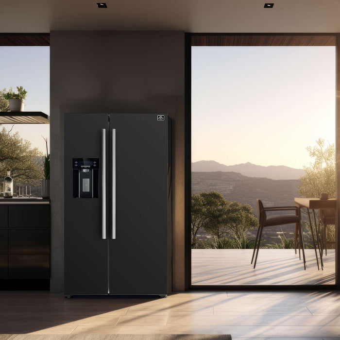 Forno Salerno Espresso 36" Side-by-Side Black Refrigerator 20 cu. ft FORNO