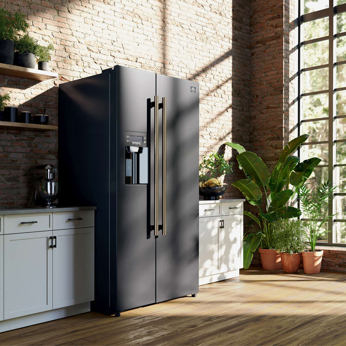 Forno Salerno Espresso 36" Side-by-Side Black Refrigerator 20 cu. ft FORNO