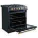 Forno Leonardo Espresso 30" Black Gas Range, 5 Burners, 39 500 BTU, 5 cu.ft. Convection Oven FORNO