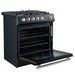 Forno Leonardo Espresso 30" Black Gas Range, 5 Burners, 39 500 BTU, 5 cu.ft. Convection Oven FORNO