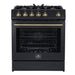 Forno Leonardo Espresso 30" Black Gas Range, 5 Burners, 39 500 BTU, 5 cu.ft. Convection Oven FORNO