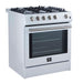 Forno Leonardo Espresso 30" White Gas Range, 5 Burners, 39 500 BTU, 5 cu.ft. Convection Oven FORNO