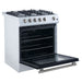 Forno Leonardo Espresso 30" White Gas Range, 5 Burners, 39 500 BTU, 5 cu.ft. Convection Oven FORNO