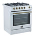 Forno Leonardo Espresso 30" White Gas Range, 5 Burners, 39 500 BTU, 5 cu.ft. Convection Oven FORNO
