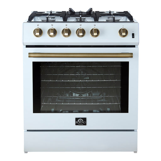 Forno Leonardo Espresso 30" White Gas Range, 5 Burners, 39 500 BTU, 5 cu.ft. Convection Oven FORNO