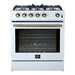 Forno Leonardo Espresso 30" White Gas Range, 5 Burners, 39 500 BTU, 5 cu.ft. Convection Oven FORNO