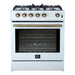 Forno Leonardo Espresso 30" White Gas Range, 5 Burners, 39 500 BTU, 5 cu.ft. Convection Oven FORNO