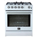 Forno Leonardo Espresso 30" White Gas Range, 5 Burners, 39 500 BTU, 5 cu.ft. Convection Oven FORNO