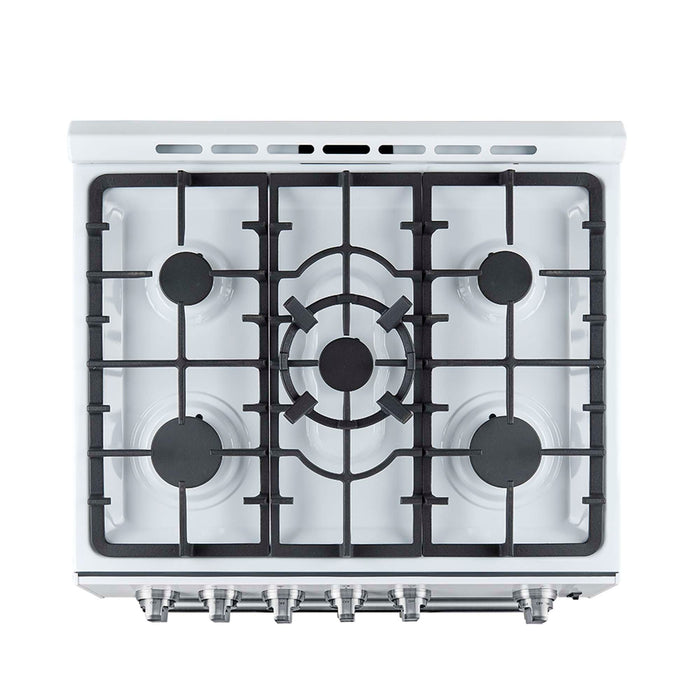 Forno Leonardo Espresso 30" White Gas Range, 5 Burners, 39 500 BTU, 5 cu.ft. Convection Oven FORNO