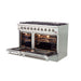 FORNO Galiano 48-inch Gas Range Stainless Steel, 8 Burners, 107,000 BTU, Griddle, 6.58 cu.ft. Double Oven FORNO
