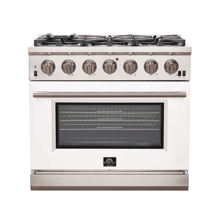 Forno Capriasca 36" Gas Range, 6 Brass Burners, 120,000 BTU, 5.36 cu.ft. Oven FORNO