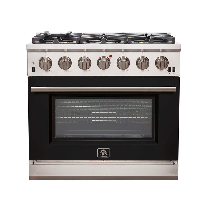 Forno Capriasca 36" Gas Range, 6 Brass Burners, 120,000 BTU, 5.36 cu.ft. Oven FORNO