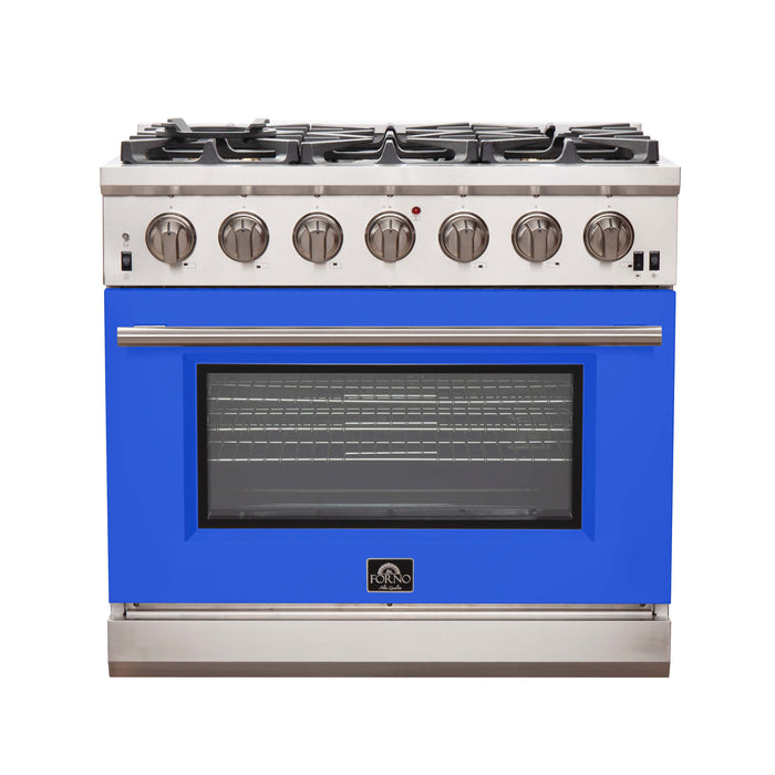 Forno Capriasca 36" Gas Range, 6 Brass Burners, 120,000 BTU, 5.36 cu.ft. Oven FORNO