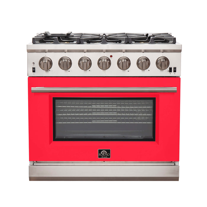 Forno Capriasca 36" Gas Range, 6 Brass Burners, 120,000 BTU, 5.36 cu.ft. Oven FORNO