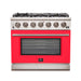 Forno Capriasca 36" Gas Range, 6 Brass Burners, 120,000 BTU, 5.36 cu.ft. Oven FORNO