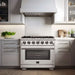 Forno Capriasca 36" Gas Range, 6 Brass Burners, 120,000 BTU, 5.36 cu.ft. Oven FORNO