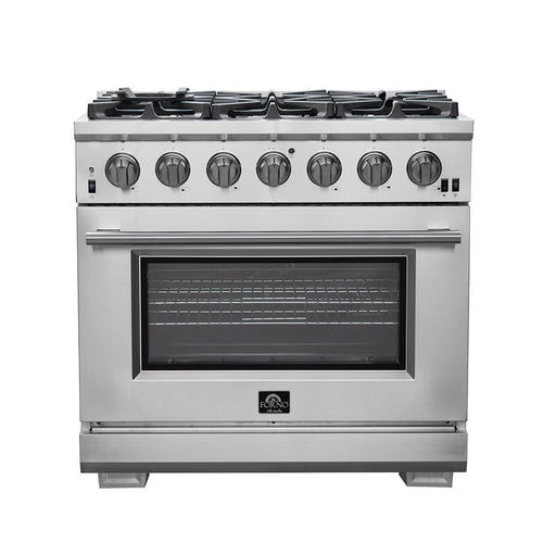 Forno Capriasca 36" Gas Range, 6 Brass Burners, 120,000 BTU, 5.36 cu.ft. Oven FORNO