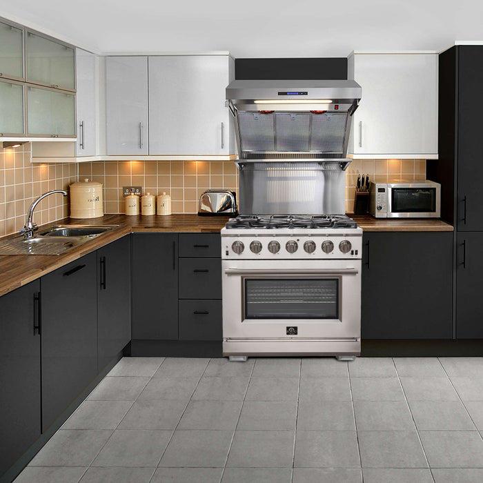 Forno Capriasca 36" Gas Range, 6 Brass Burners, 120,000 BTU, 5.36 cu.ft. Oven FORNO