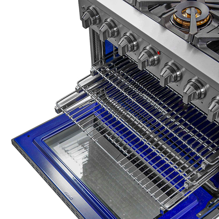 Forno Capriasca 36" Gas Range, 6 Brass Burners, 120,000 BTU, 5.36 cu.ft. Oven FORNO
