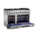 FORNO Capriasca 48-inch Gas Range Stainless Steel, 8 Brass Burners 160,000 BTU, 6.58 cu.ft. Double Oven FORNO