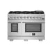 FORNO Capriasca 48-inch Gas Range Stainless Steel, 8 Brass Burners 160,000 BTU, 6.58 cu.ft. Double Oven FORNO