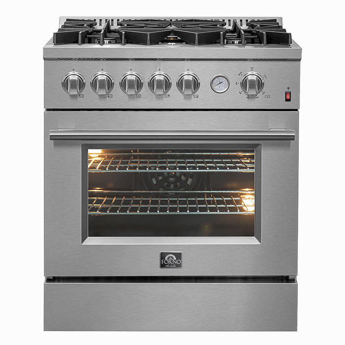 Giovanni 30-inch Gas Range Stainless Steel, 5 Burners 67,000 BTU, 4.32 cu.ft. Convection Oven FORNO