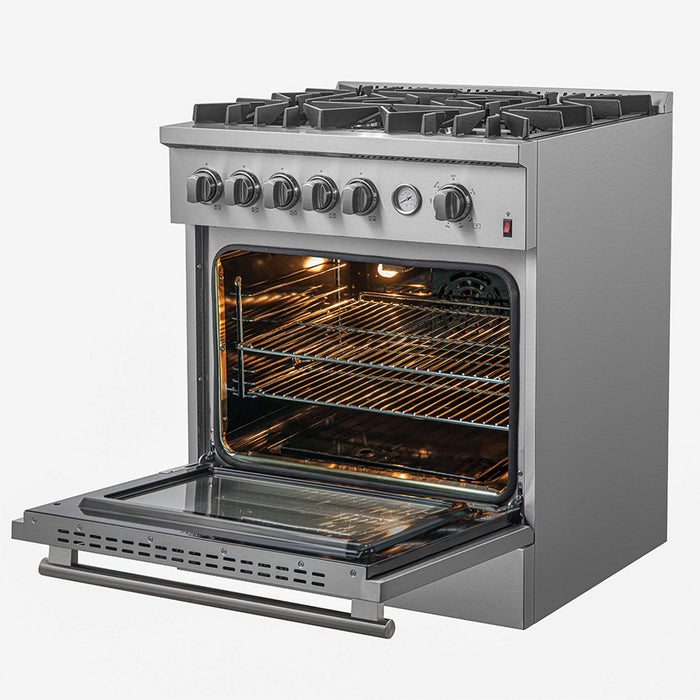 Giovanni 30-inch Gas Range Stainless Steel, 5 Burners 67,000 BTU, 4.32 cu.ft. Convection Oven FORNO