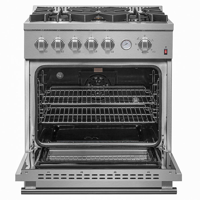 Giovanni 30-inch Gas Range Stainless Steel, 5 Burners 67,000 BTU, 4.32 cu.ft. Convection Oven FORNO