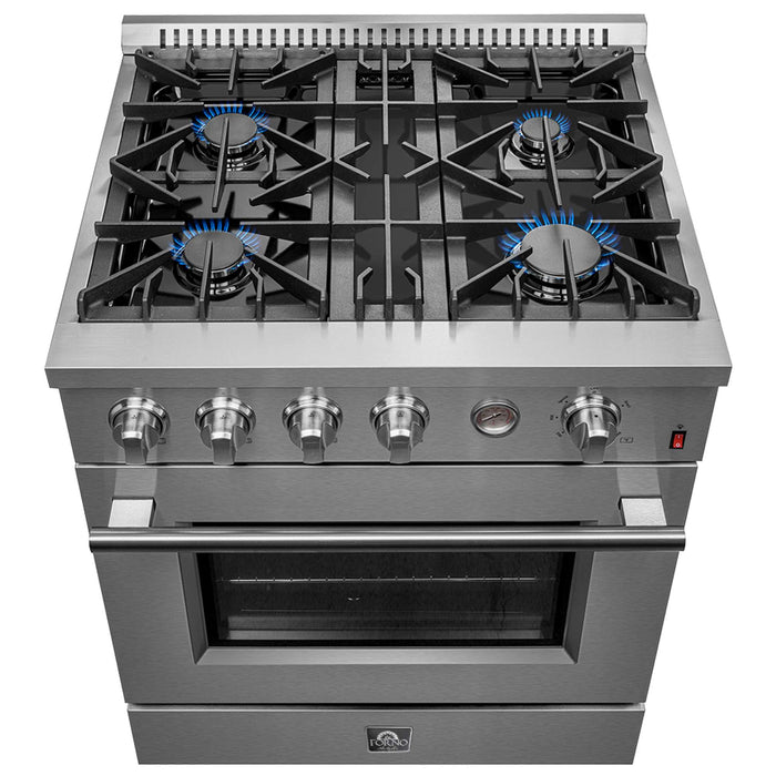Marco 30-inch Gas Range Stainless Steel, 4 Burners 37,000 BTU, 4.32 cu.ft. Convection Oven FORNO