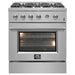 Marco 30-inch Gas Range Stainless Steel, 4 Burners 37,000 BTU, 4.32 cu.ft. Convection Oven FORNO