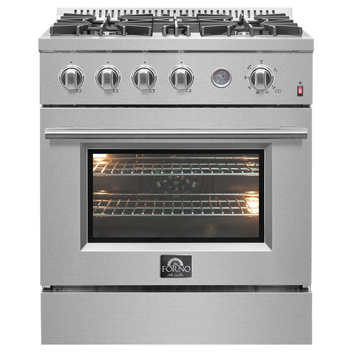 Marco 30-inch Gas Range Stainless Steel, 4 Burners 37,000 BTU, 4.32 cu.ft. Convection Oven FORNO