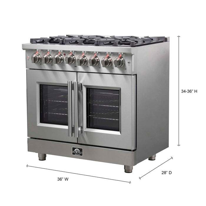 Forno Massimo 36" Freestanding French Door Dual Fuel Range FORNO