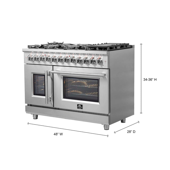 Forno Massimo 48" Freestanding French Door Dual Fuel Range FORNO