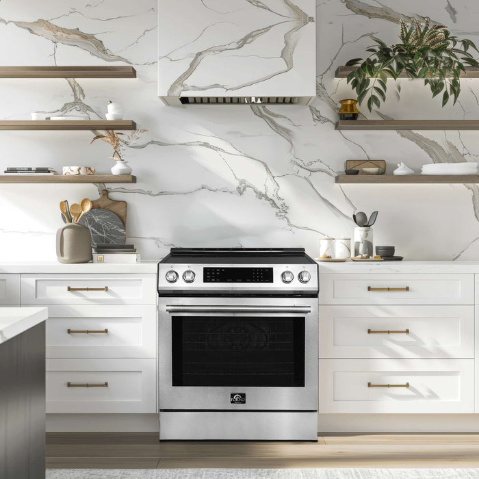 Forno Donatello Espresso 30-Inch Slide-In Induction Range Stainless-Steel FORNO