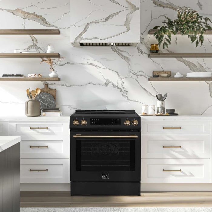 Forno Donatello Espresso 30-Inch Slide-In Induction Range Black FORNO