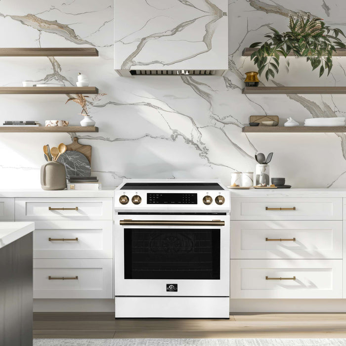 Forno Donatello Espresso  30-Inch Slide-In Induction Range White FORNO
