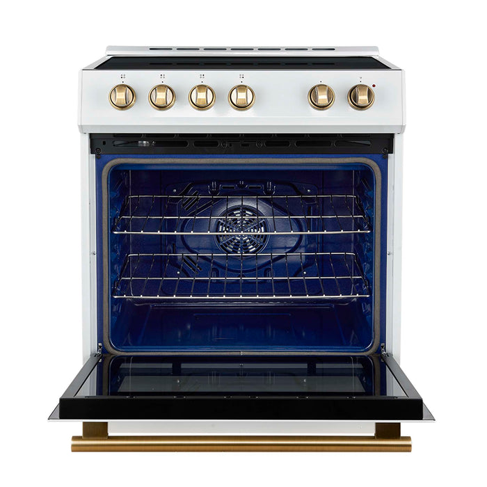 Forno Leonardo Espresso 30-Inch Slide-In White Induction Range FORNO