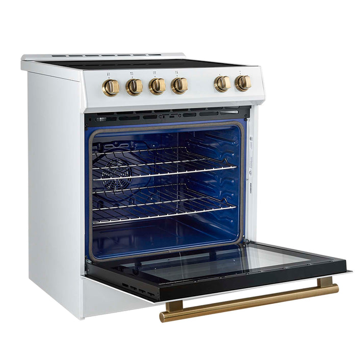 Forno Leonardo Espresso 30-Inch Slide-In White Induction Range FORNO