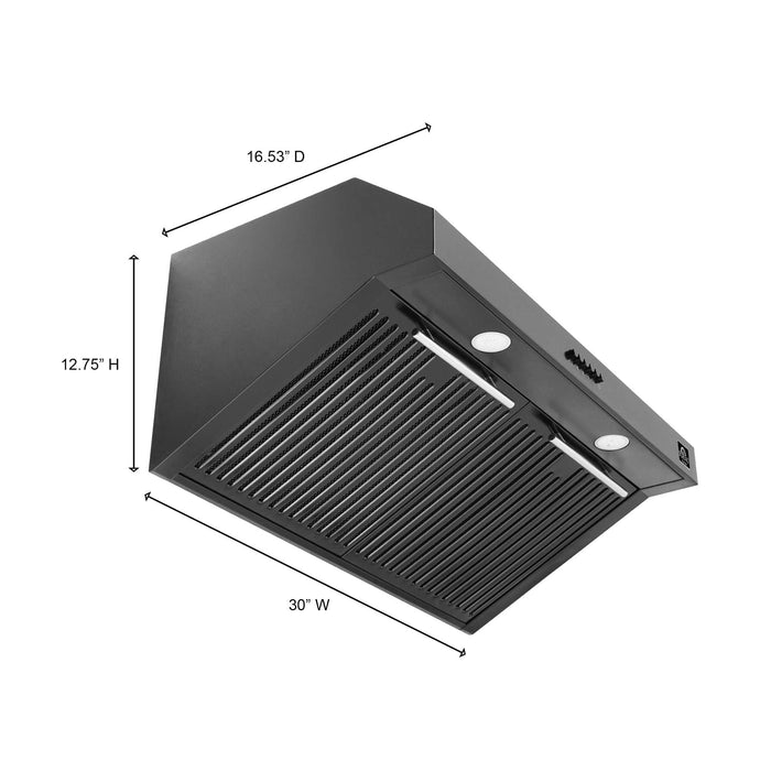Forno 3-Piece Bundle - Leonardo Espresso 30" Black Range, 30" Range Hood, 31" Black Bottom Freezer FORNO