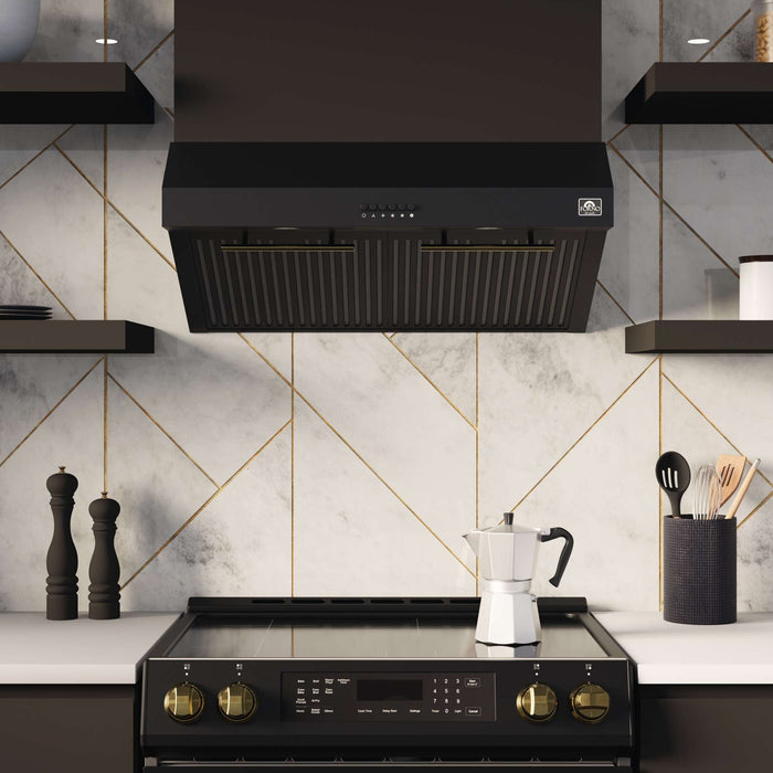 Forno Bari Espresso 30" Under Cabinet Range Hood in Black FORNO