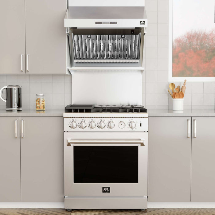 Forno Savona - 30" Wall Mount Range Hood Baffle Filter & Back Splash FORNO