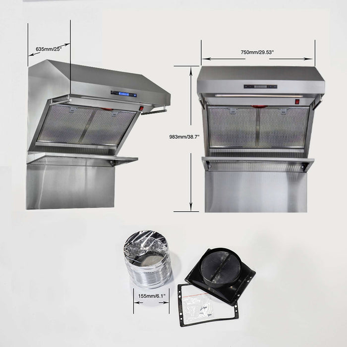 Forno Savona - 30" Wall Mount Range Hood with Hybrid Stainless Filters & Back Splash FORNO