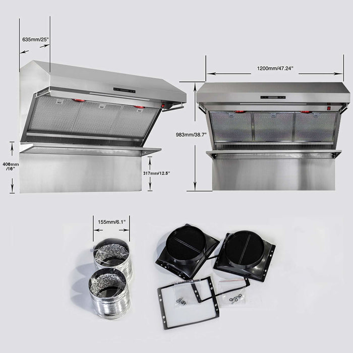 Forno Savona - 48" Wall Mount Range Hood with Hybrid Stainless Filters & Back Splash FORNO