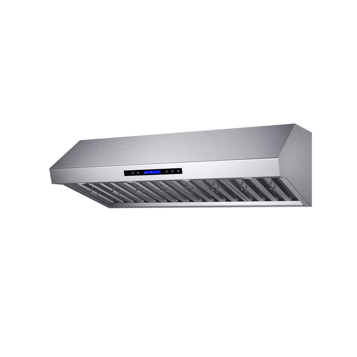 Forno Palazzo 48" Wall Mounted Range Hood Stainless Steel Heavy-Duty Baffle Filters & Remote Control FORNO